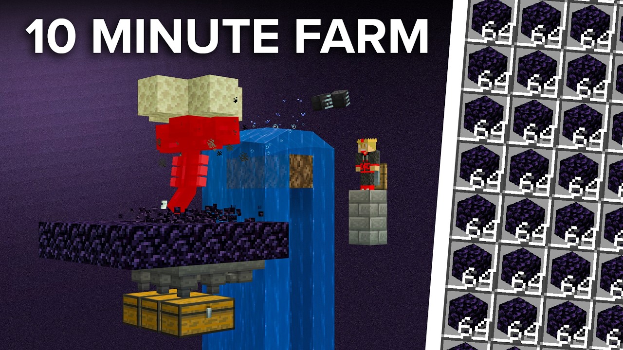 Minecraft Obsidian Farm in 10 Seconds, 1 Minute & 10 Minutes