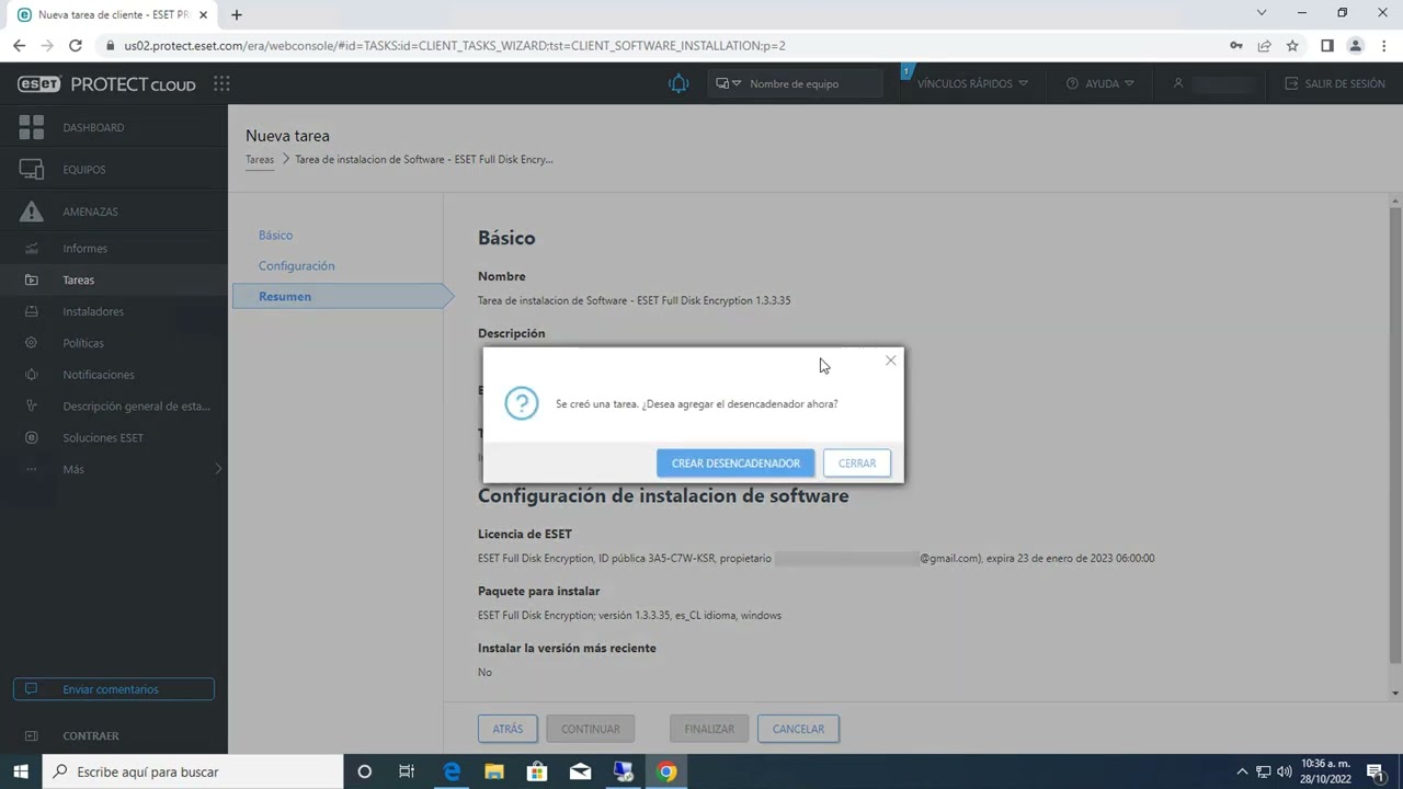 Como instalar ESET Full Disk Encrytion creando tarea de instalación desde Consola ESET Protect