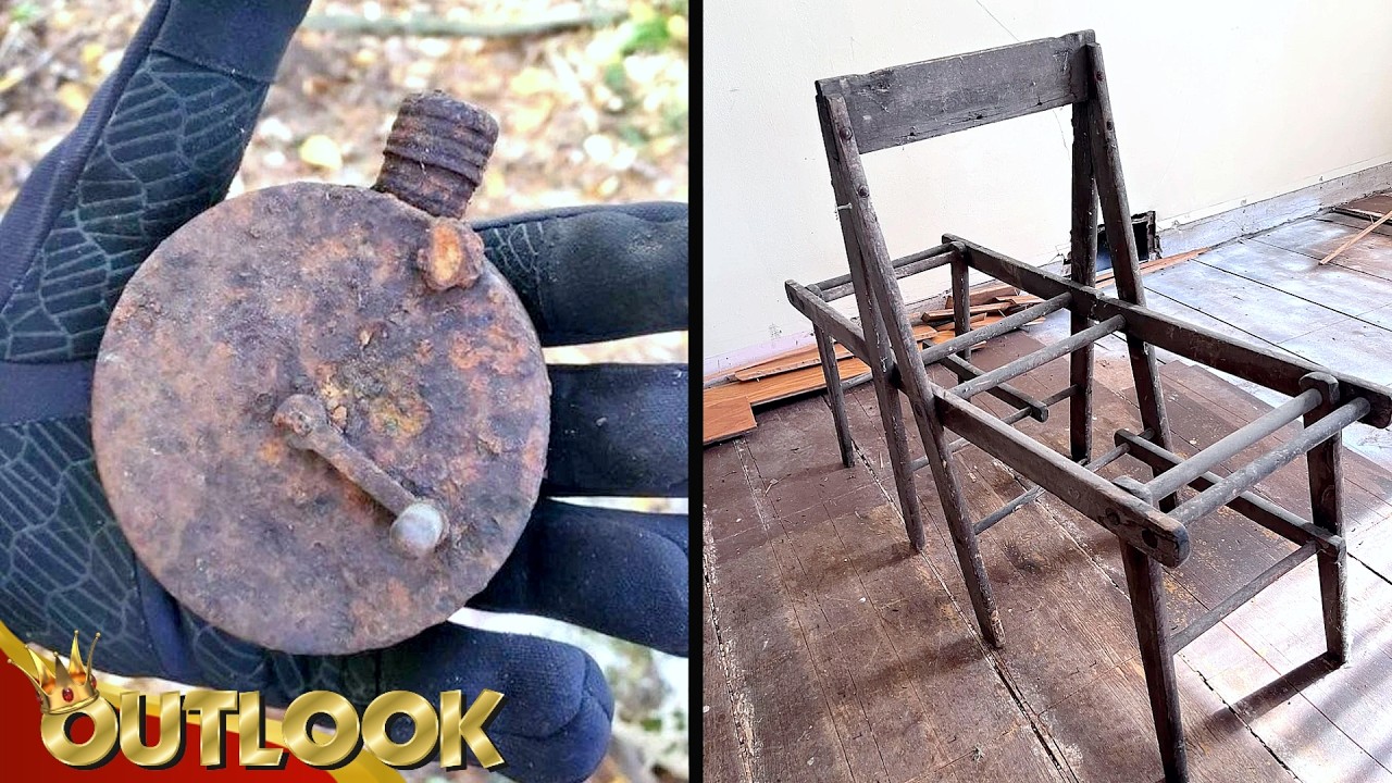 What Is This MYSTERIOUS Round Metal Object With A Lever And This Old Wooden Frame Thing That Folds?