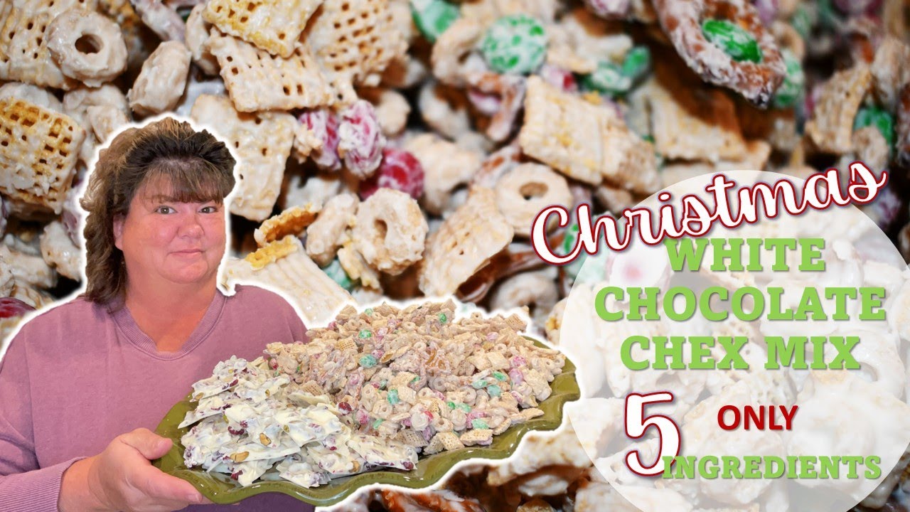 5 Ingredient No Bake Christmas White Chocolate Chex Mix