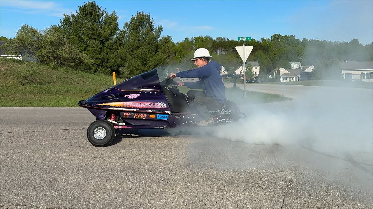 We put Wheels on a Snowmobile! (Massive Burnouts!)
