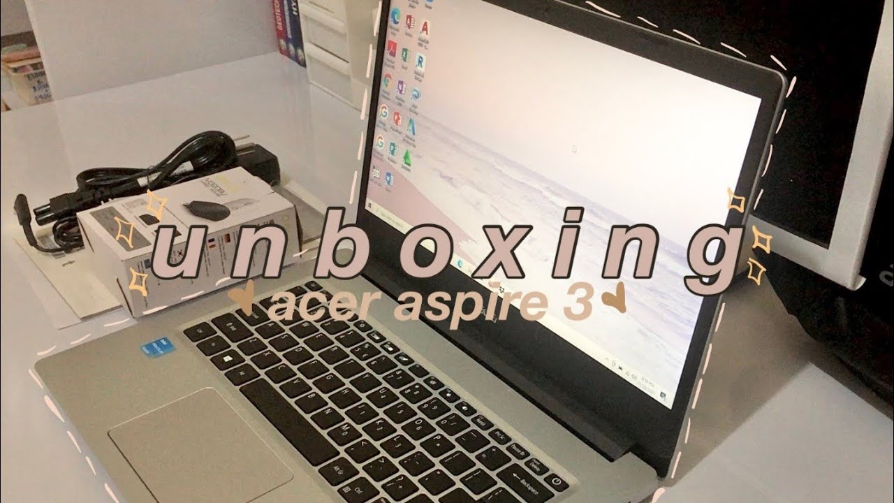 unboxing acer aspire 3 laptop 💻  + freebies // aesthetic