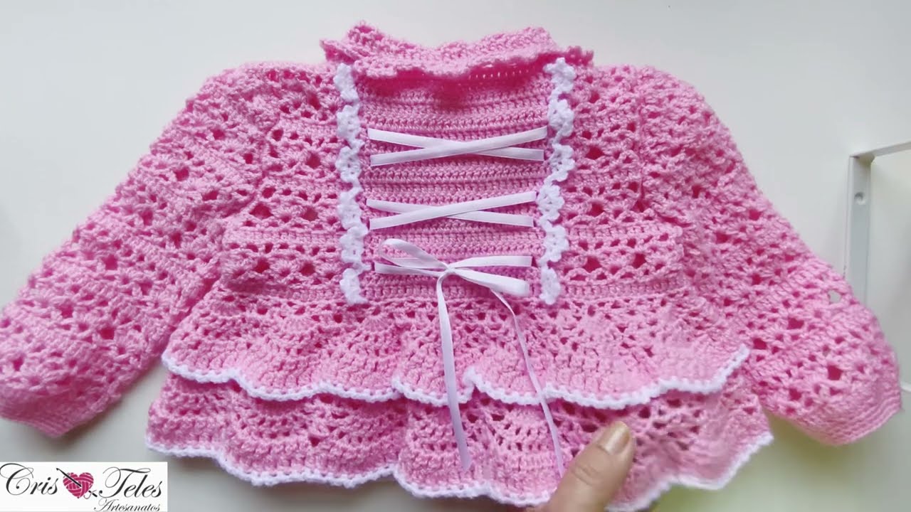 CASACO DE CROCHE BEATRIZ/ CASAQUINHO DE BEBÊ FINAL por @Cris Teles Artesanatos ​