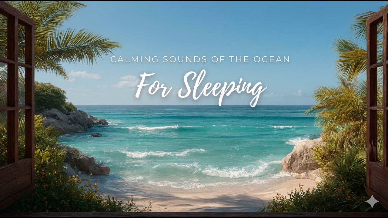 Fall Asleep to Ocean Waves • Peaceful Beach Ambience with Palm Trees & Soft Breeze