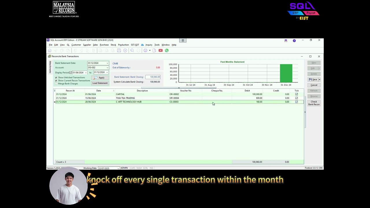 📊 SQL Accounting Tutorial Part 5: How to Do Bank Reconciliation (Manual Way)