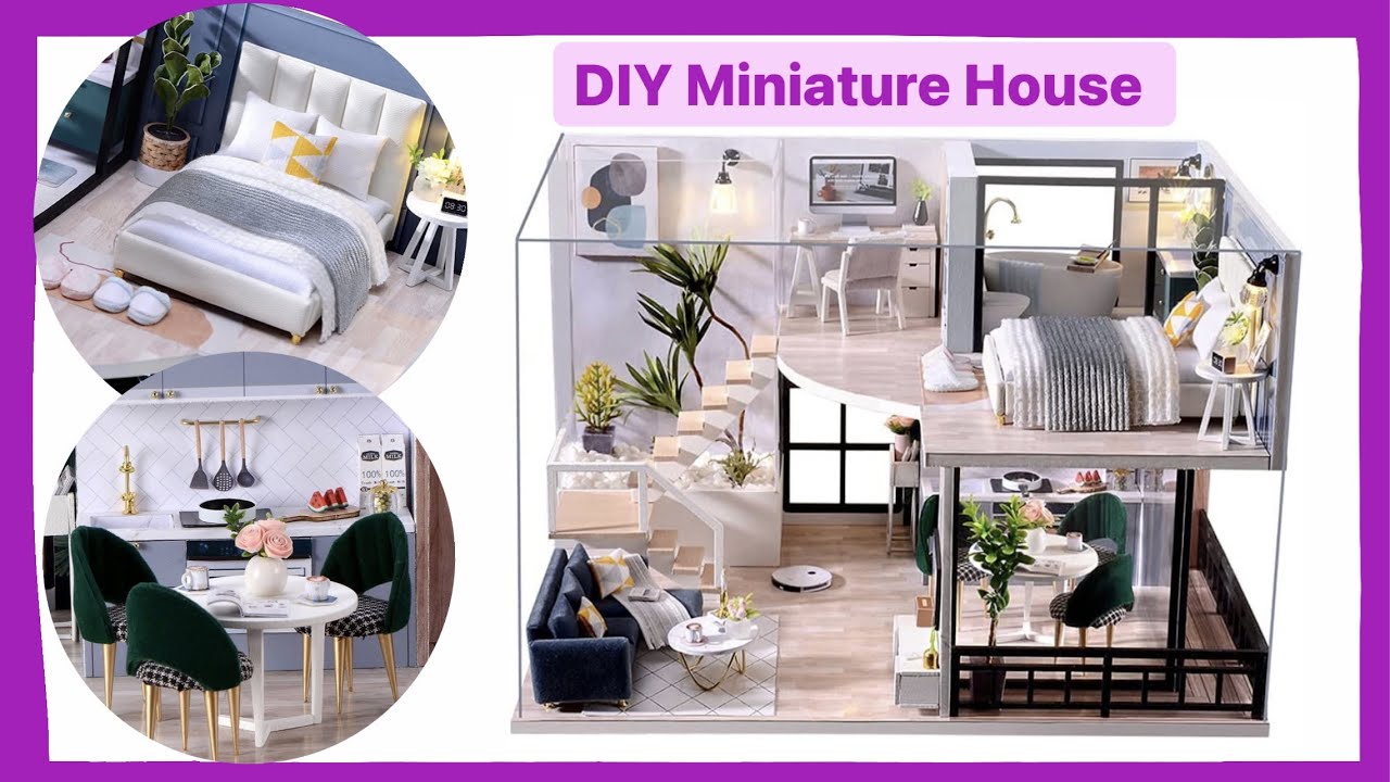 DIY Miniature Dollhouse Kit - Cozy Miniature House with Furniture