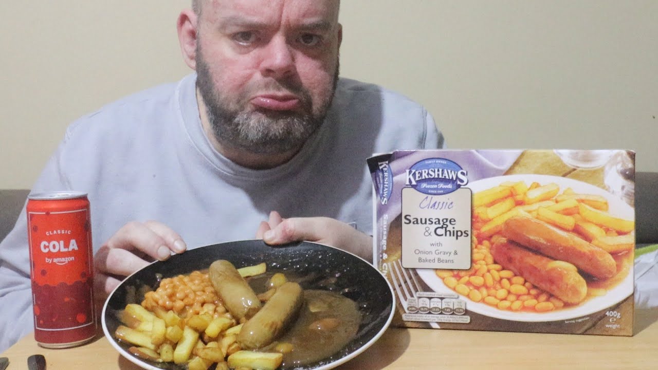 sausage chips and beans uk mukbang
