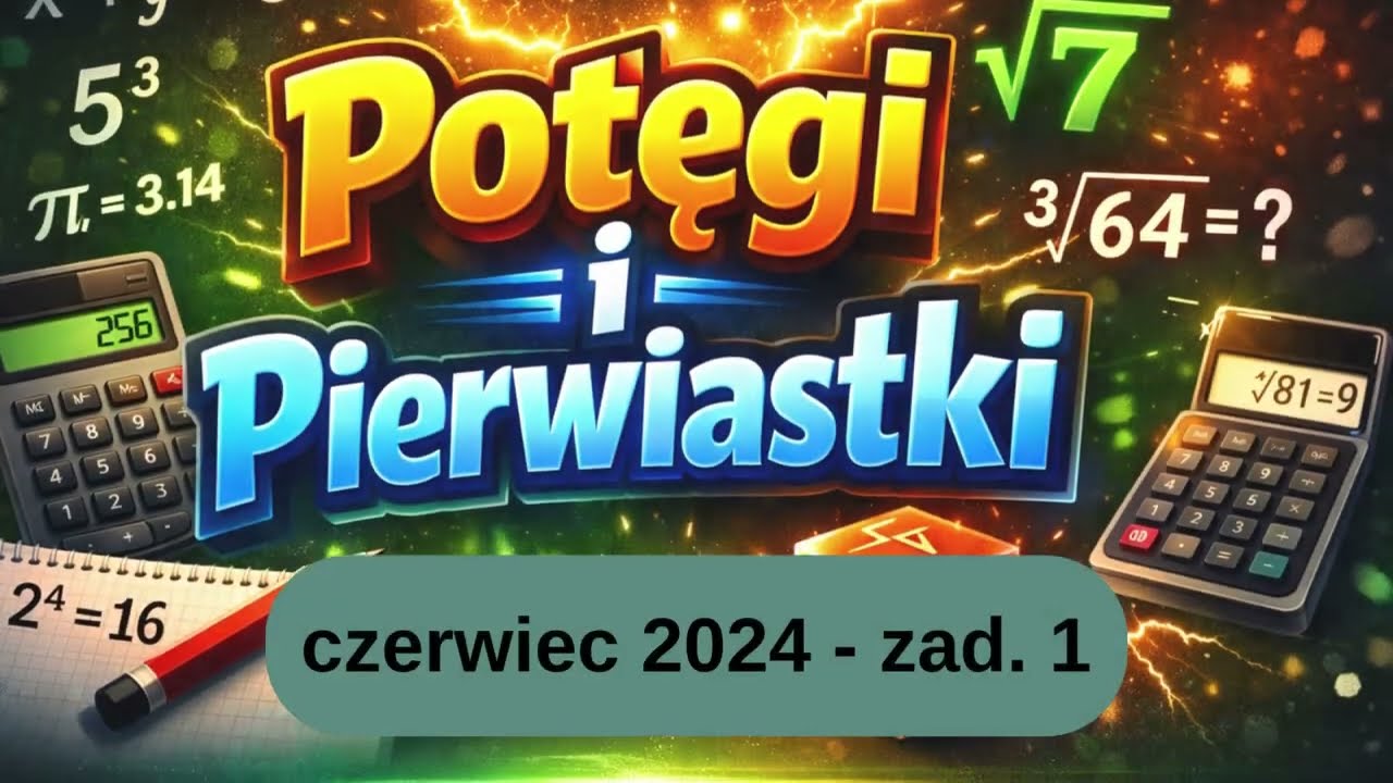 Matura. Potęgi i pierwiastki. Matura czerwiec 2024 zadanie 1