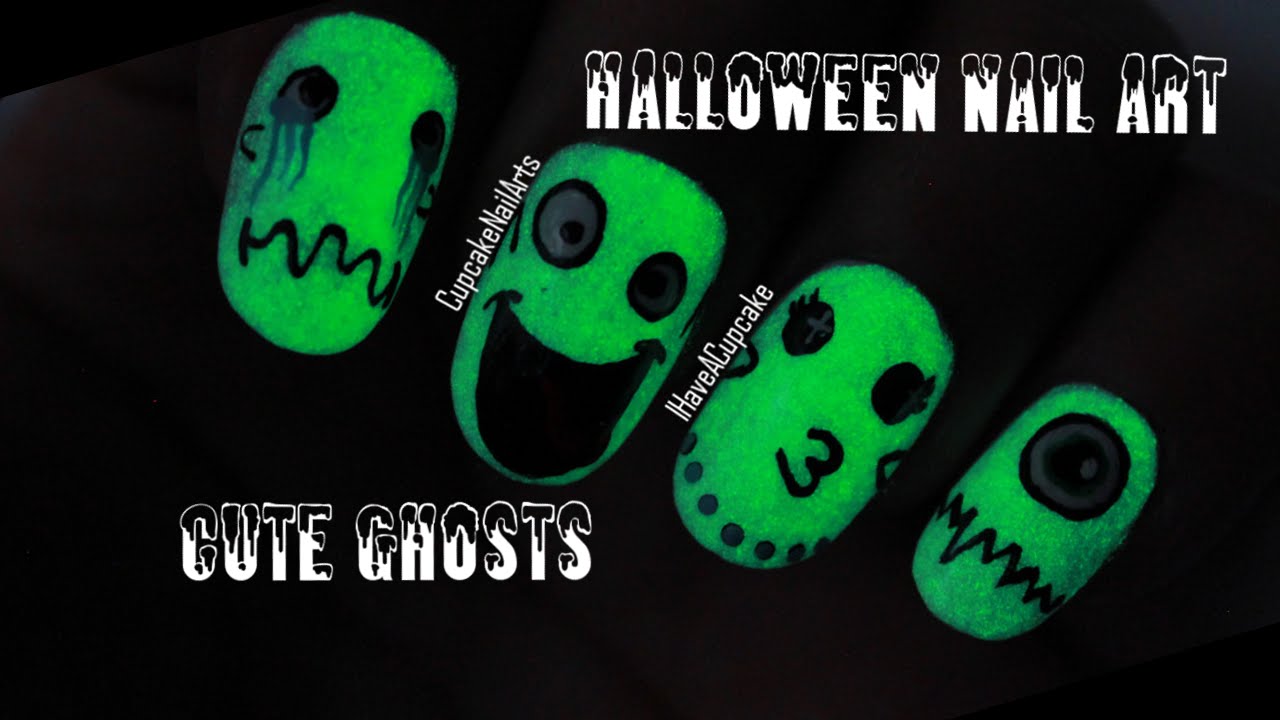 Halloween Nails Collab - Cute Ghost Nail Art
