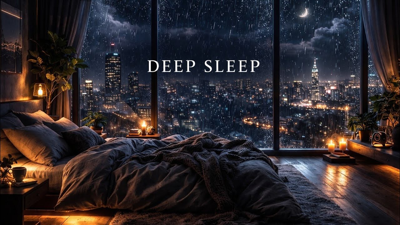 Heavy Rain on Window at Night 🌧 3 Hours Rain Sounds for Deep Sleep & Relaxation