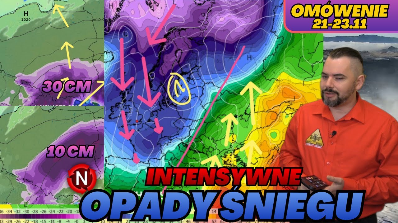 Intensywne opady śniegu w weekend. Lokalnie do 30 cm śniegu. Niż genueński w prognozach. 21--23.11
