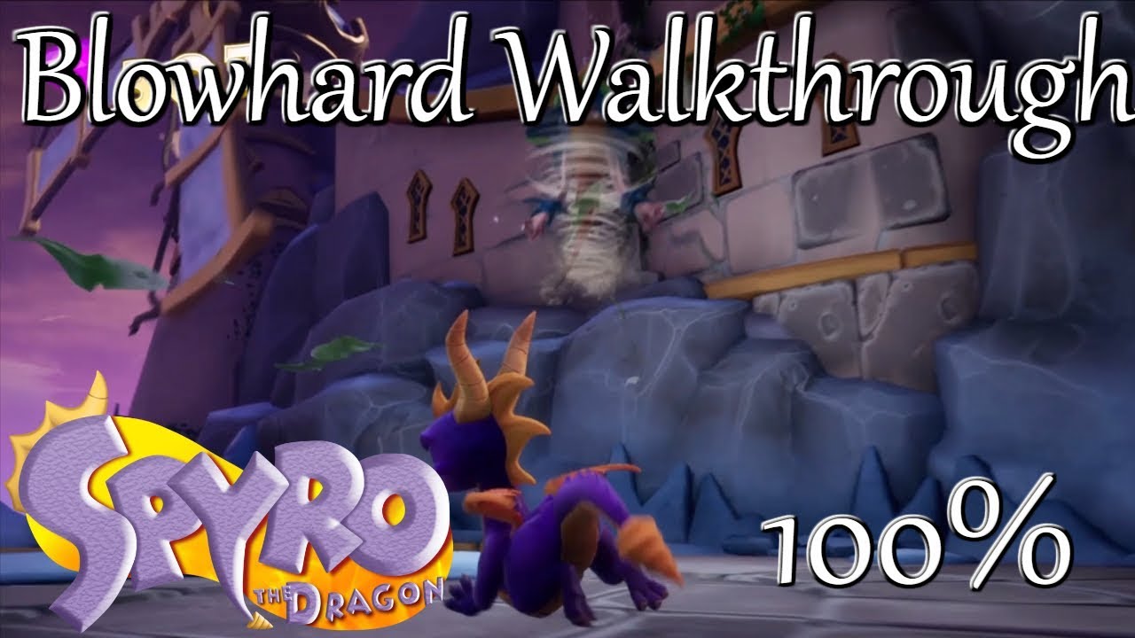 Spyro Reignited Trilogy: Blowhard Walkthrough - Gems, Dragon, & Ride a Druid Platform for 10 Seconds