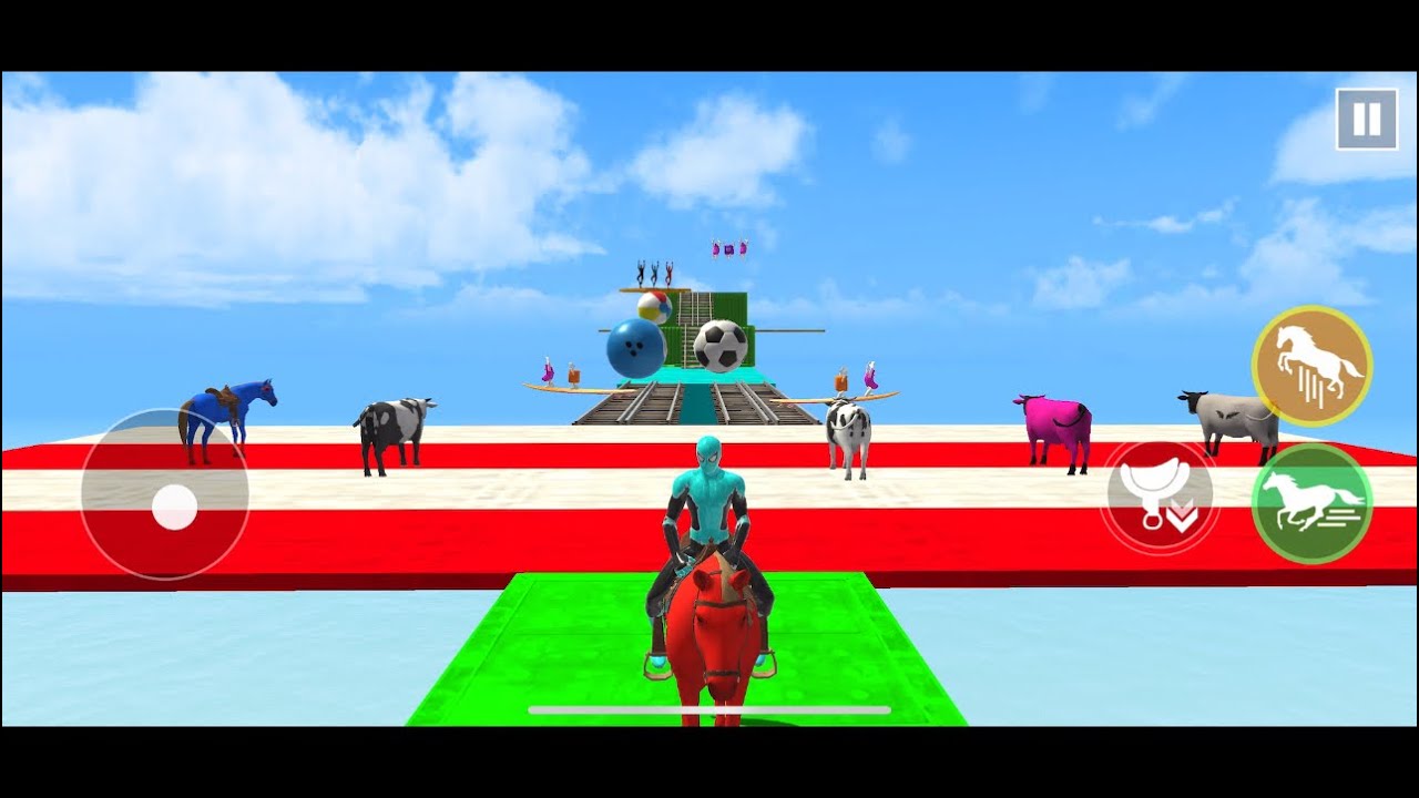 Epic Challenge Jump Ramp with Spiderman Red Horse Blue Horse Cow Pink Cow Batman Cow #gta #challenge
