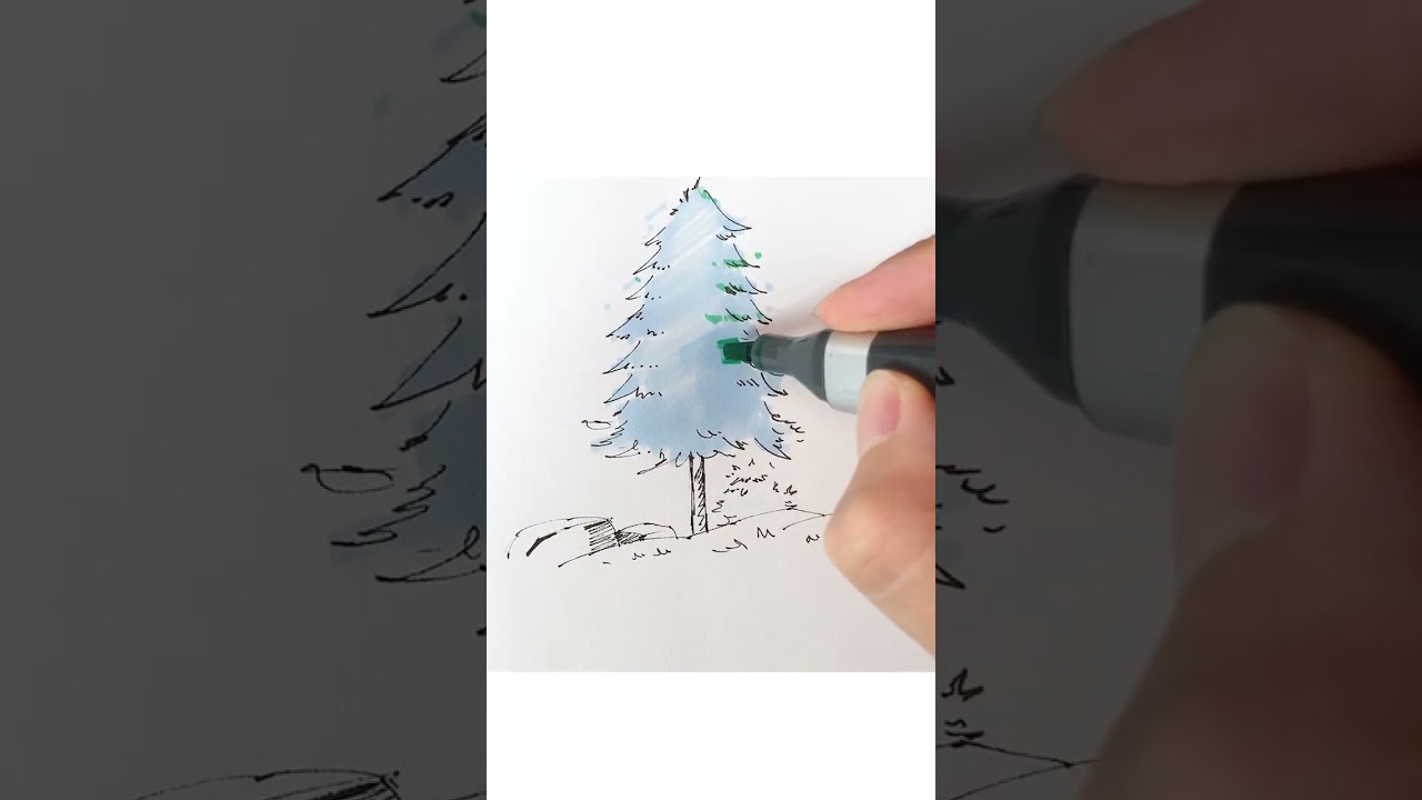 Как легко нарисовать сосну #шорты #короткометражные