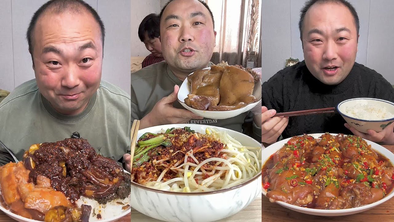 Mukbang # Part 239: Eat Sea Conch pig brain🧠 belly pork bone head pig #pork#meat #delicious #noodles