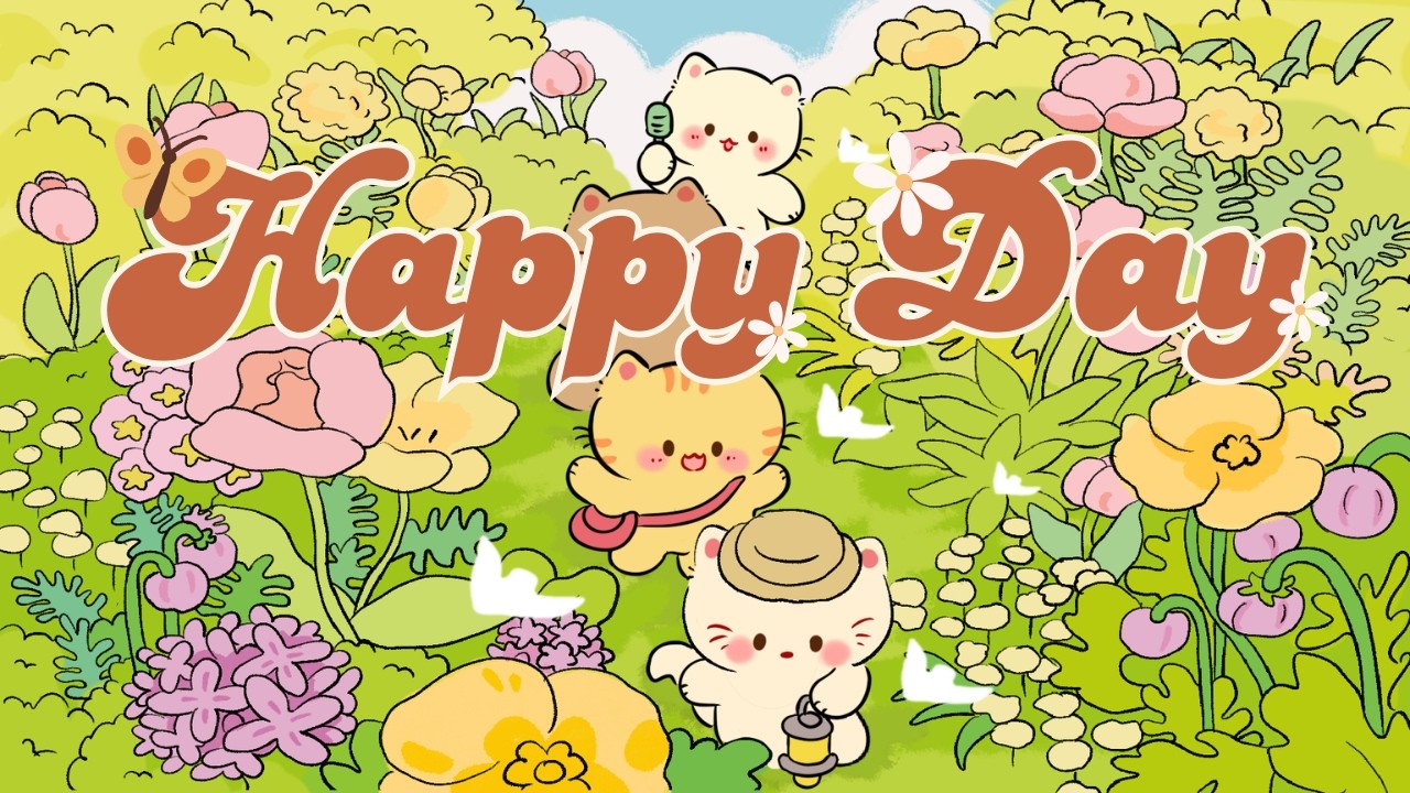 Happy Day Lofi 🌼🌷2 Hr Songs🎐🌻Stream cafe🎏🪻cute & relaxing music ☀️ Make Your Day Better