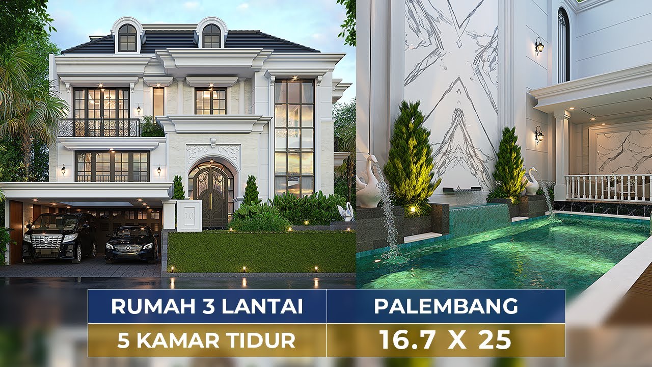 RUMAH SULTAN DI PALEMBANG?! MEWAH LUAR DALAM DENGAN STYLE KLASIK! ADA SWIMMING POOL!! - JASA DESAIN