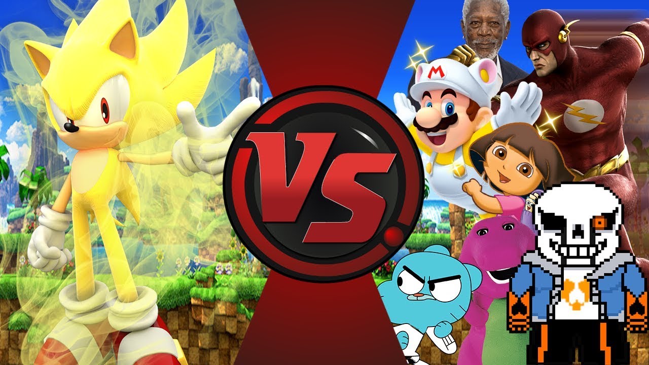 Who can beat SUPER SONIC?! (Sonic vs Mario, Flash, Ultra Sans, Bill, Gumball, & More) Cartoon Fight