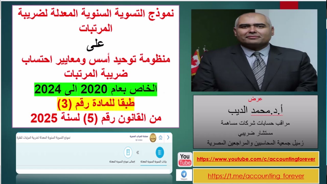 كيفية تقديم نموذج  التسوية السنوية المعدل للسنوات 2020 الى 2024 طبقا للقانون 5 للتسهيلات الضريبية
