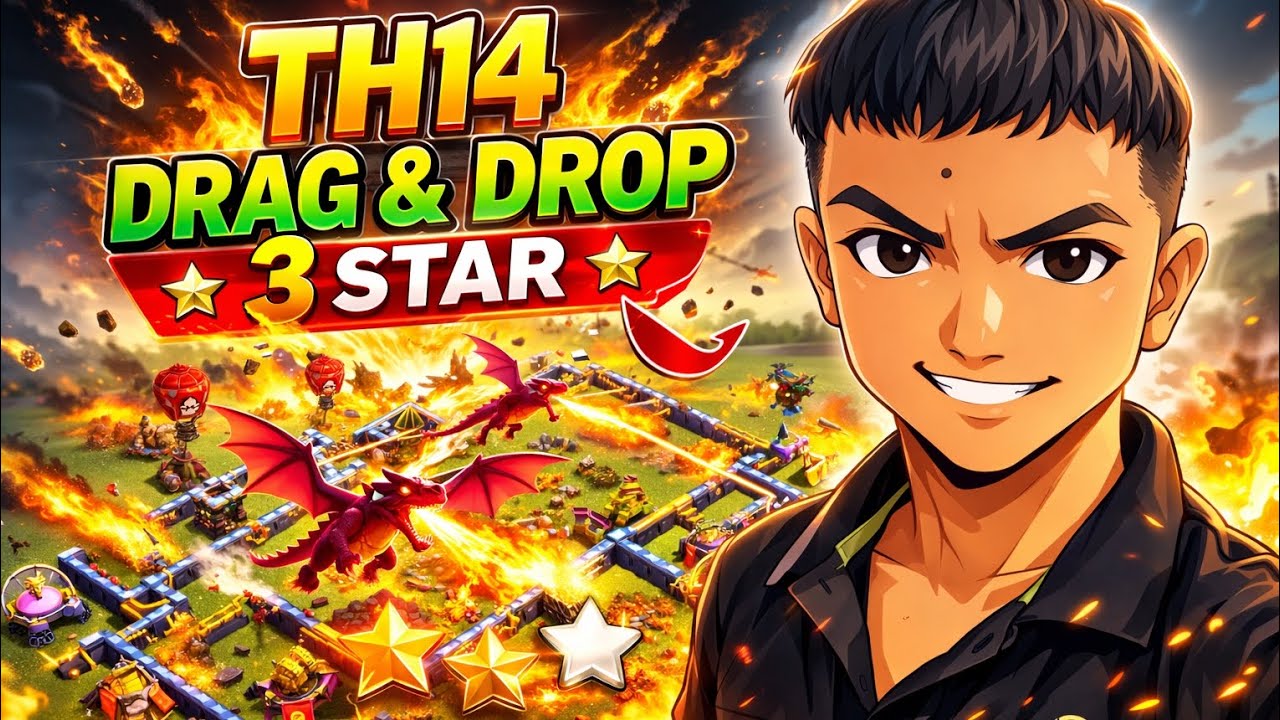 Easy to get 3star😎/th14-drag & drop strategy/#coc 