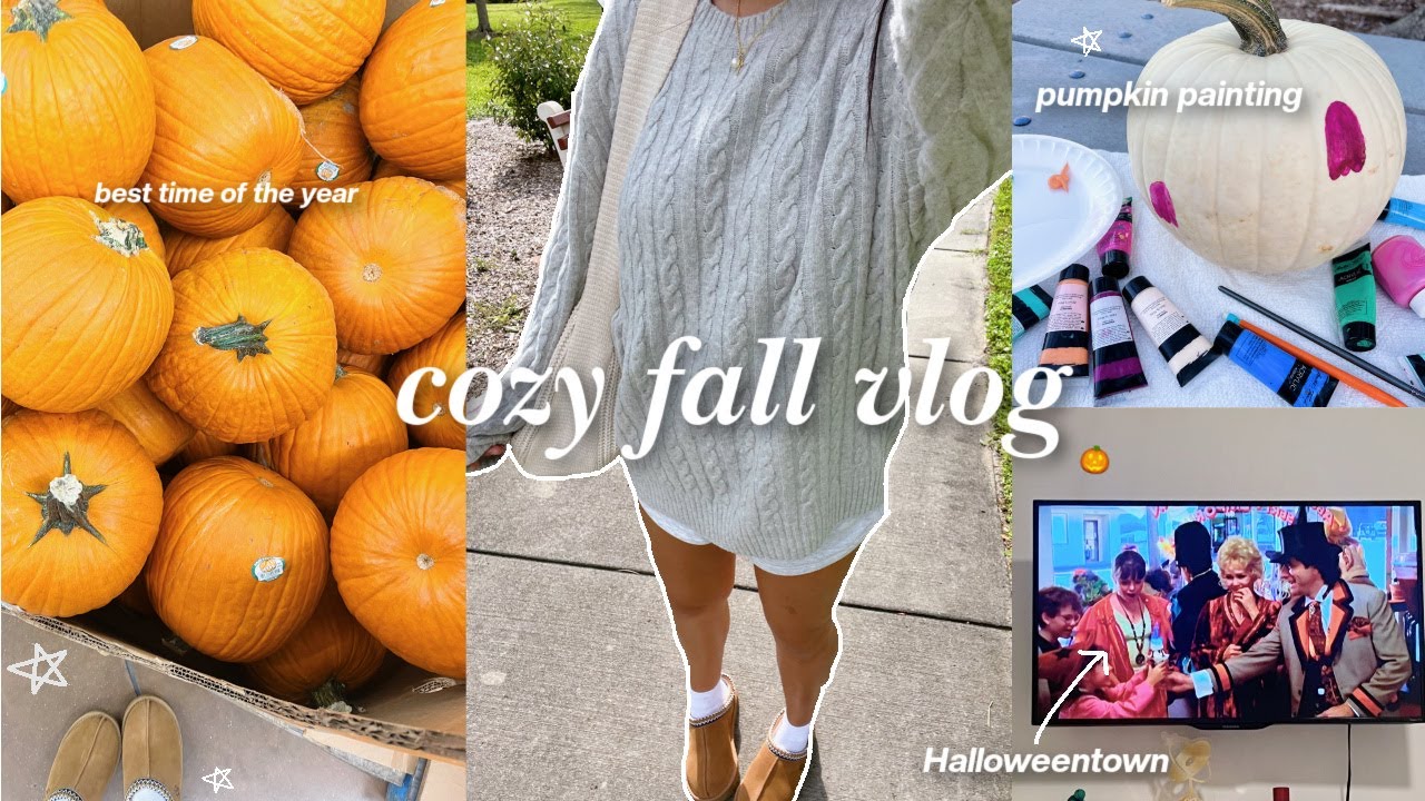 getting into the fall spirit.. COZY FALL VLOG: pumpkin painting, movie night, fall shopping..