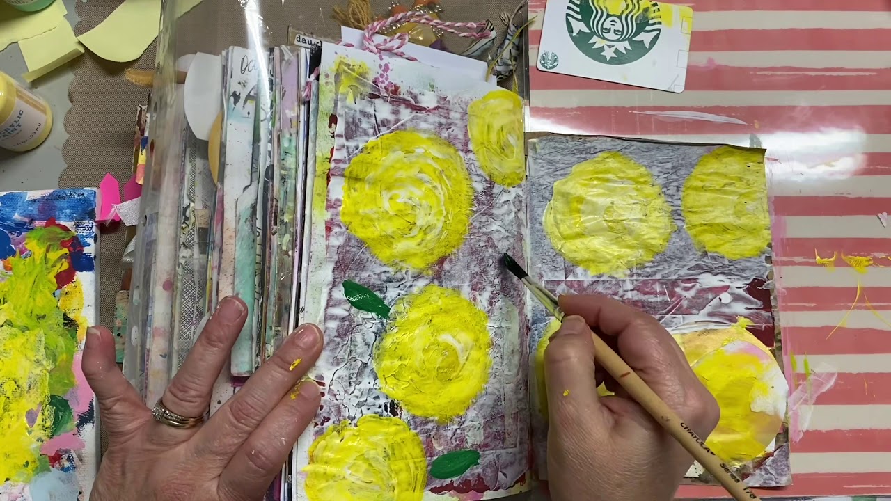 Finger Painted Roses in the Junk Journal