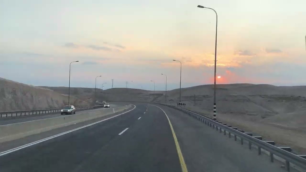 Driving down to the Jordan Rift Valley and Dead Sea, time lapse