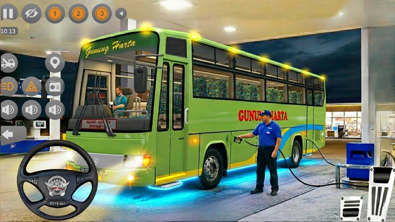 Bus Simulator Gameplay: Gas Station Refuel