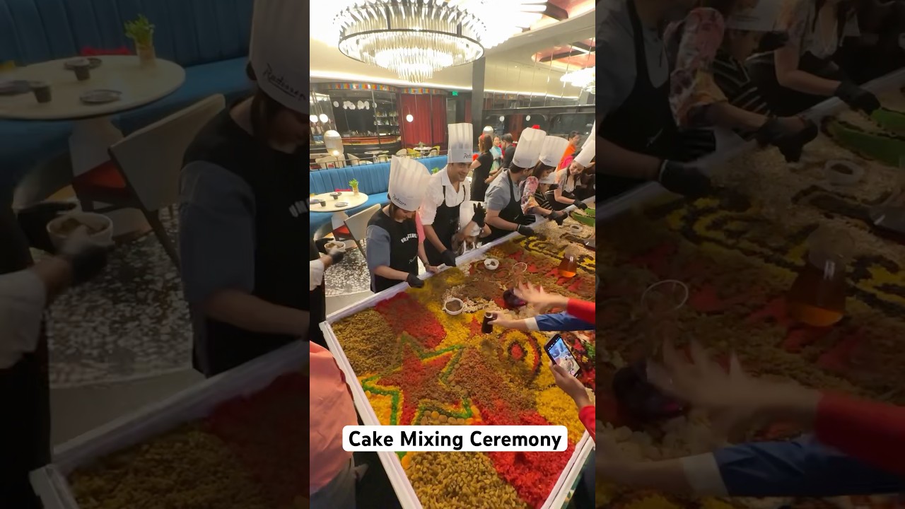 Bhaisahab aisi cake mixing ceremony kabhi dekhi hai kya ??? 💚 