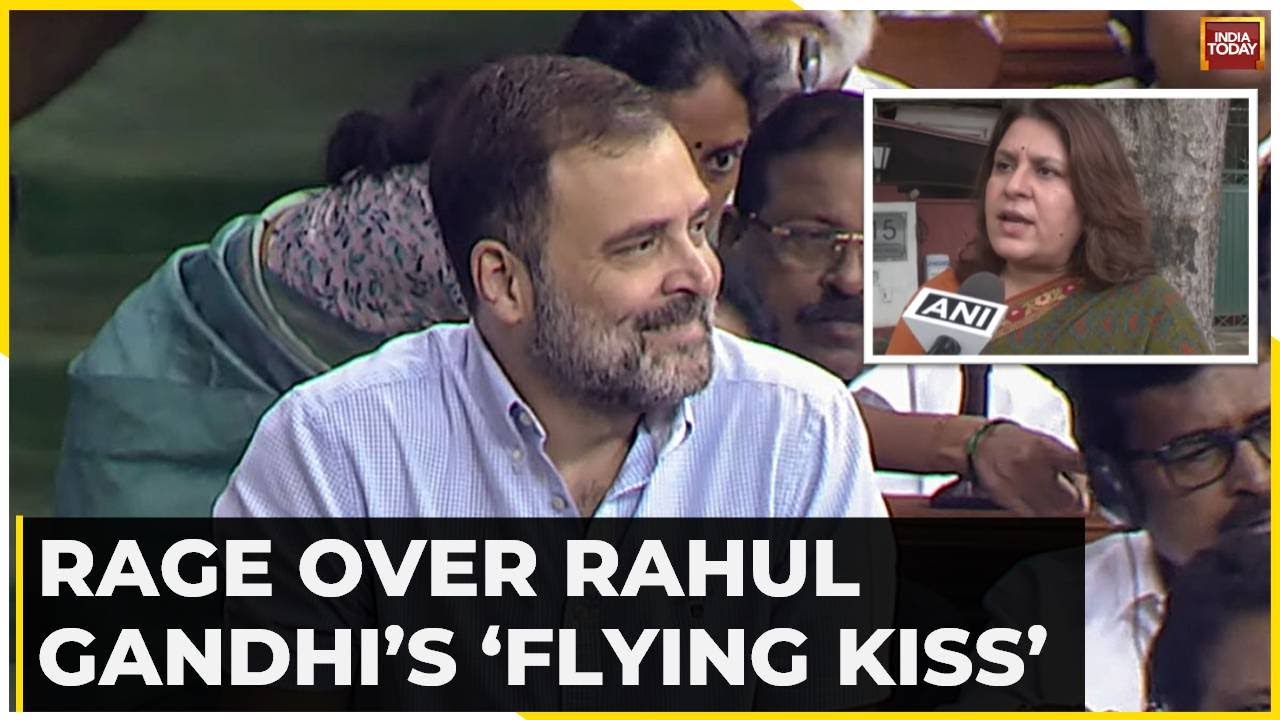 Rahul Gandhi Blows Flying Kiss For BJP In Parliament, Smriti Irani Calls Him &lsquo;Misogynist&rsquo;