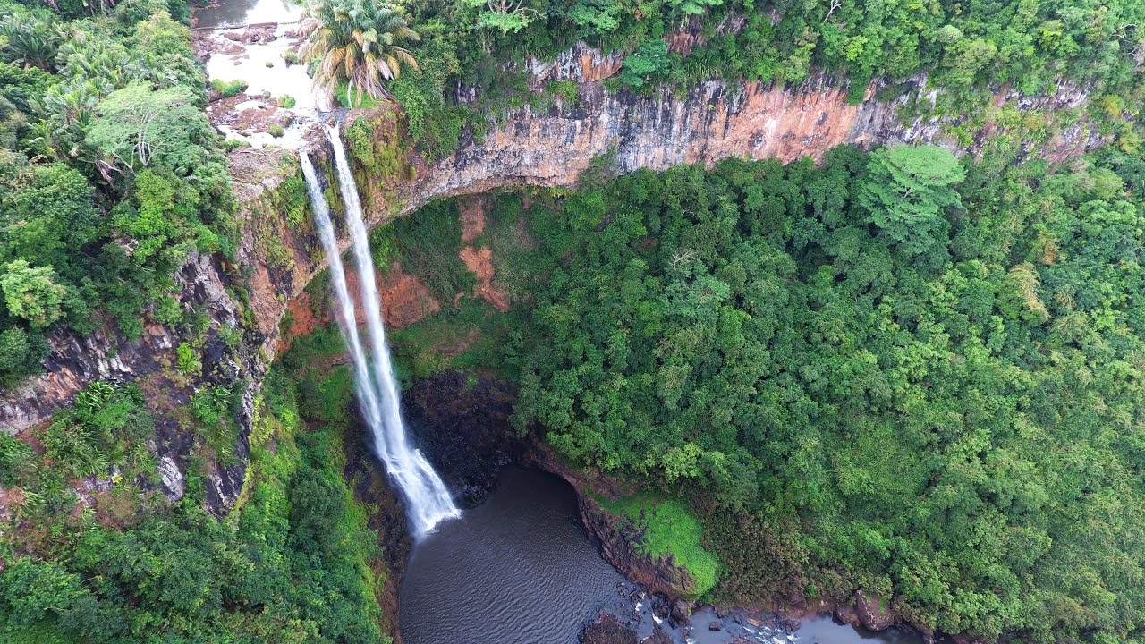 Chamarel waterfall by drone