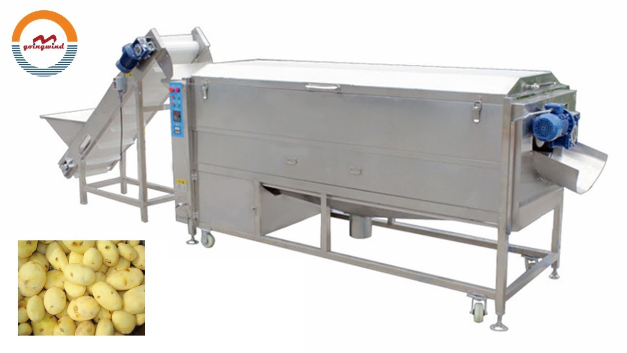 Automatic potato brush washing and peeling machine industrial potatoes continuous washer peeler