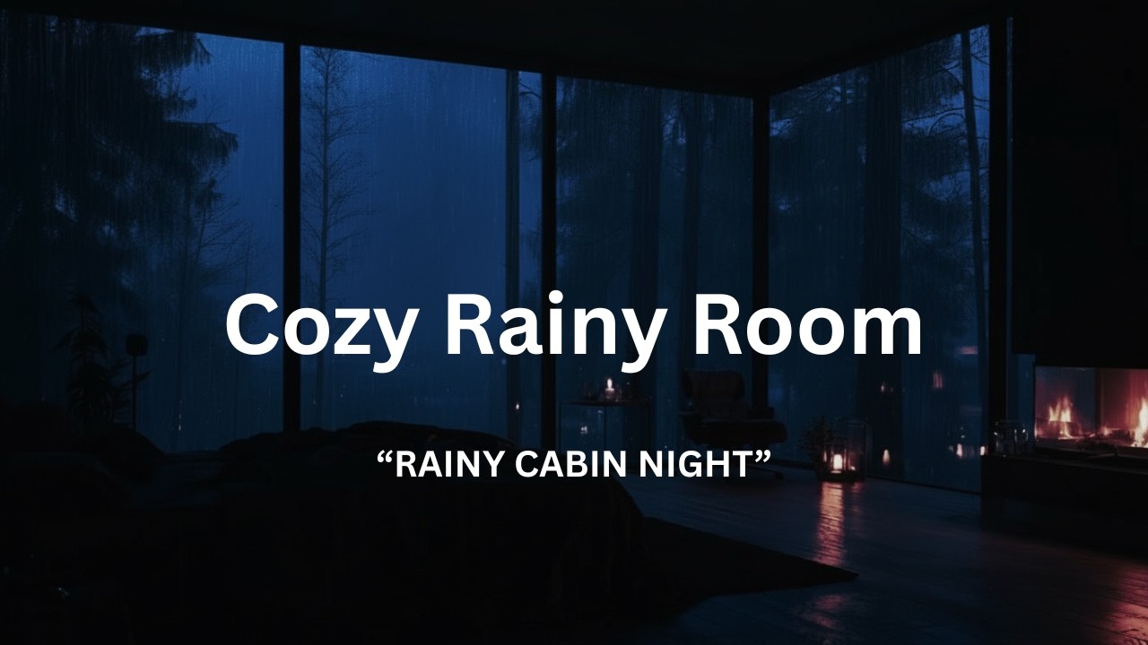 🏆 Rainy Night in Nordic Forest Cabin | 1 Hour of Heavy Rain & Fireplace Sounds for Deep Sleep