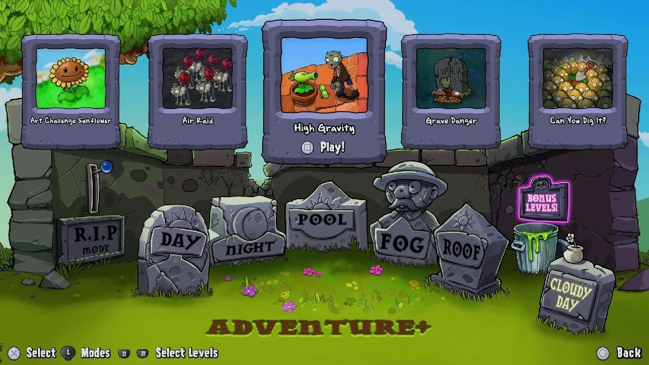 Plants vs. Zombies: Replanted Adventure Mode + bonus Levels: High Gravity