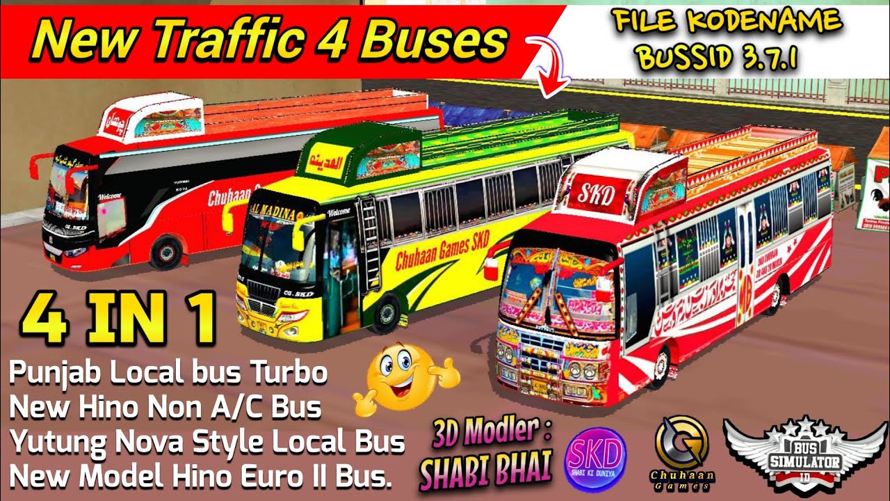 4 New Traffic Buses With Grand Cabin Roof || FILE KODNAME BUSSID 3.7.1 || Chuhaan Games .450