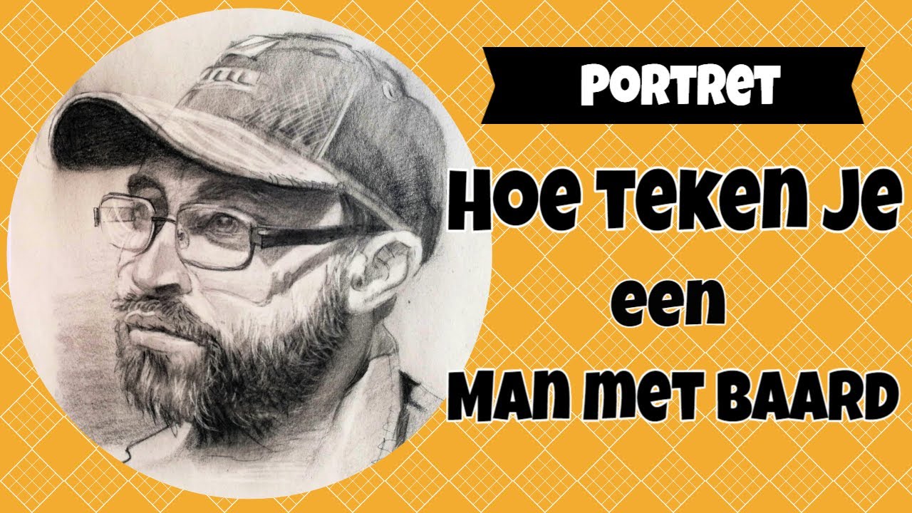 Hoe teken je een Portret Man met Baard Bril en Pet