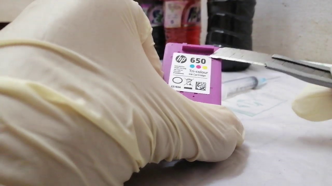 How to refill hp 650 ink cartridge (colour)