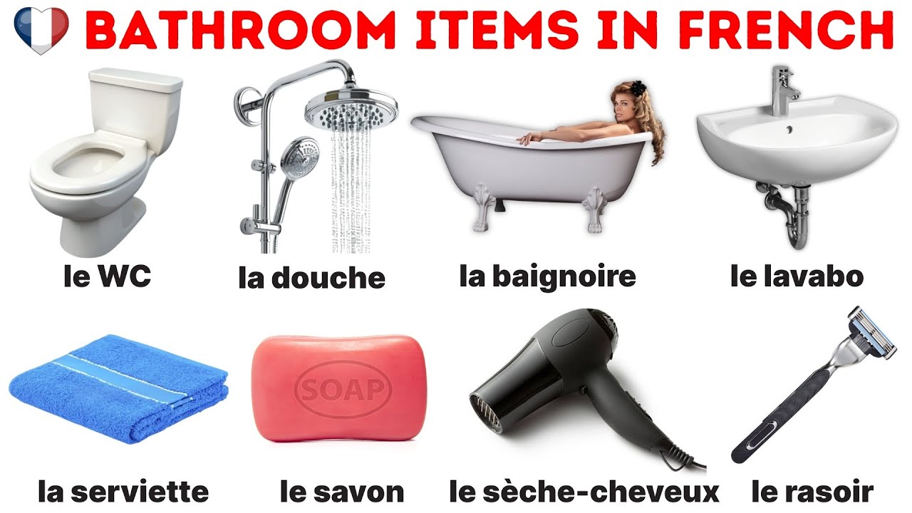 Bathroom Vocabulary in French | Bathroom Things | Bathroom Items in French | Learn French Vocabulary