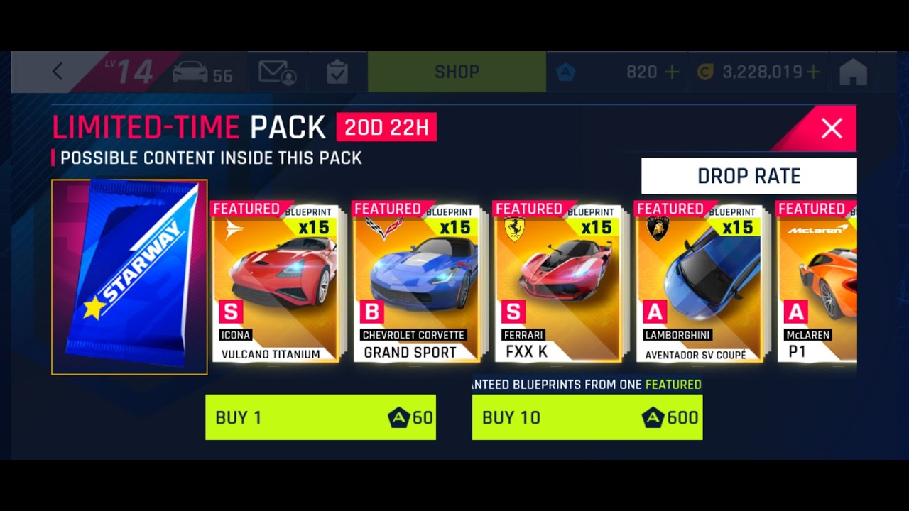 Asphalt 9 Legends | Purchased STARWAY packs | Starred Up all featured cars to 3 stars atleast