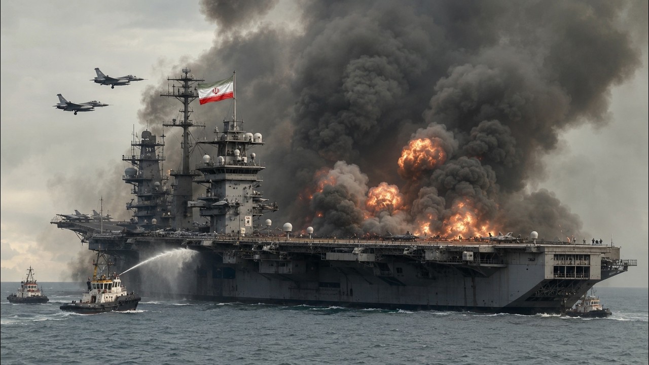 13 minutes ago! Iranian aircraft carrier carrying 8,224 Chinese missiles was sunk by US F-16 bombs.