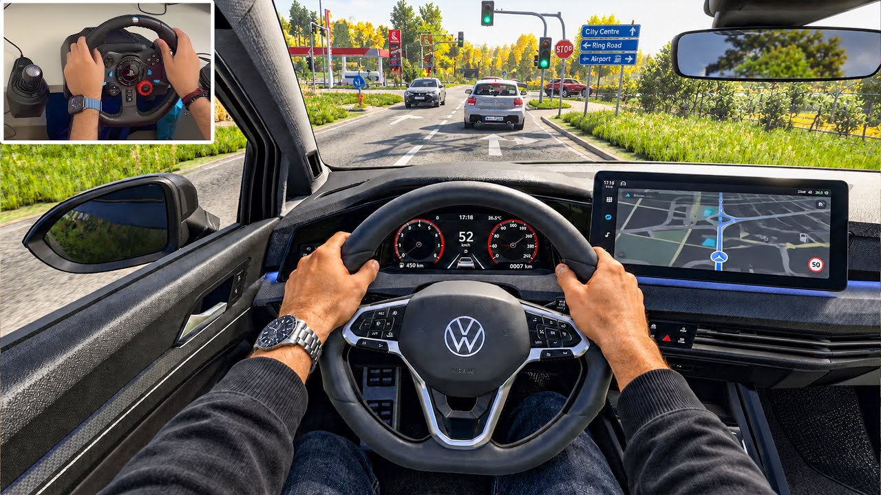  BeamNG.drive - Driving a Volkswagen Golf R as a Taxi Driver | Steering Wheel Gameplay