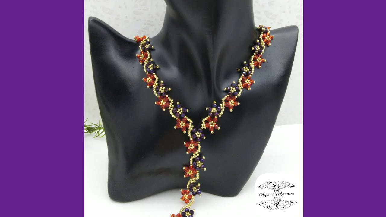 Колье из бисера и бусин Цветочное мастер класс #бисероплетение #украшениеизбисераибусин #серьги