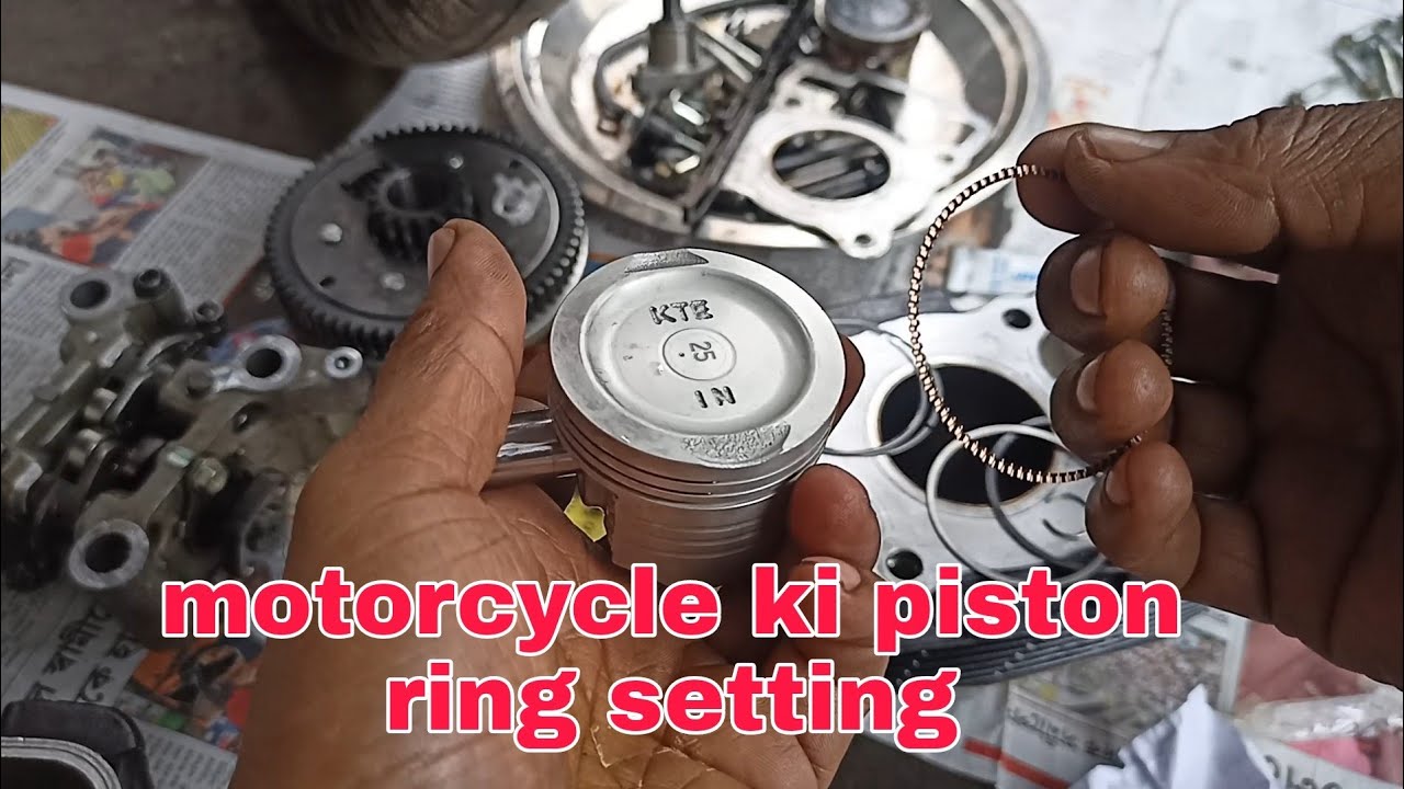 motorcycle ki piston ring setting মোটরসাইকেলর পিসটোন রিং এর গ্রুপ কিভাবে রাখব দেখুন