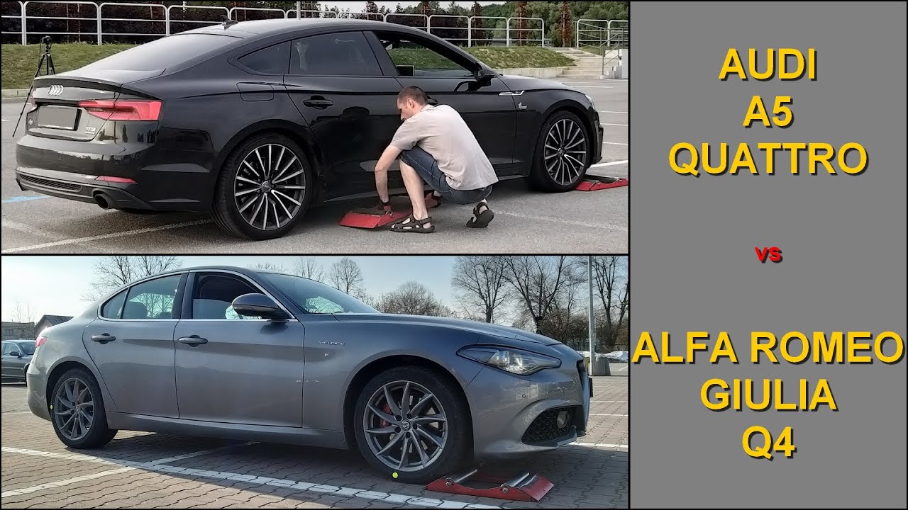 SLIP TEST - Audi A5 Sportback Quattro vs Alfa Romeo Giulia Veloce Q4 - @4x4.tests.on.rollers
