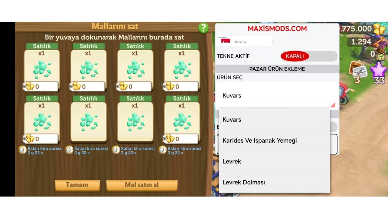 Farmville 2 Hile /Mod Menu Market Add Product & Menü İle Ürün Ekleme & Finding 250/60 Boat Points