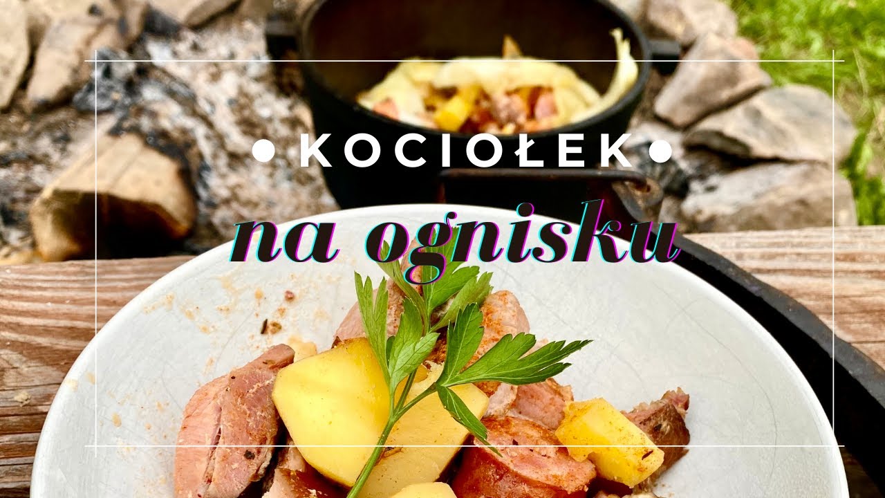 Kociołek z mięsem i warzywami na ognisku