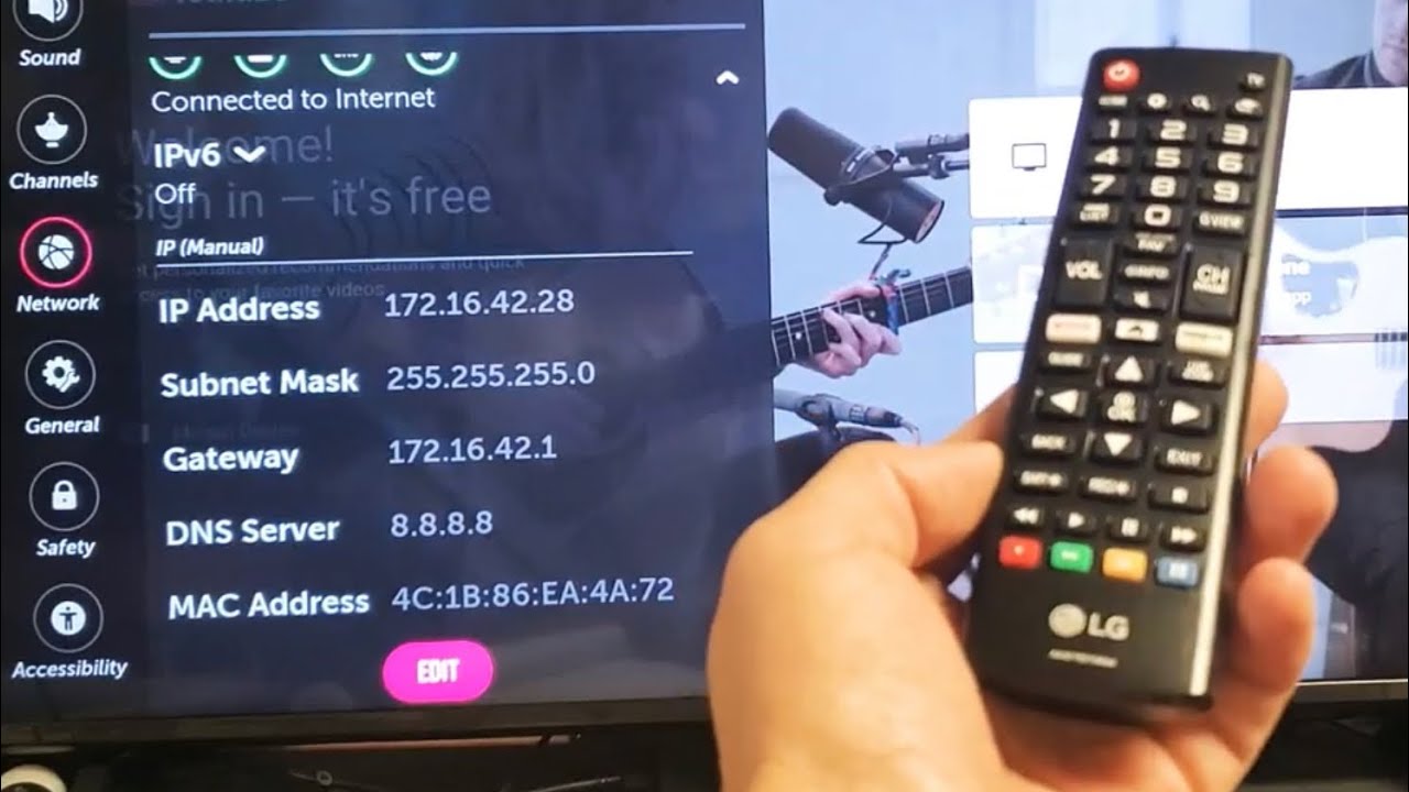 LG Smart TV: как изменить DNS-сервер, маску подсети, шлюз или IP-адрес