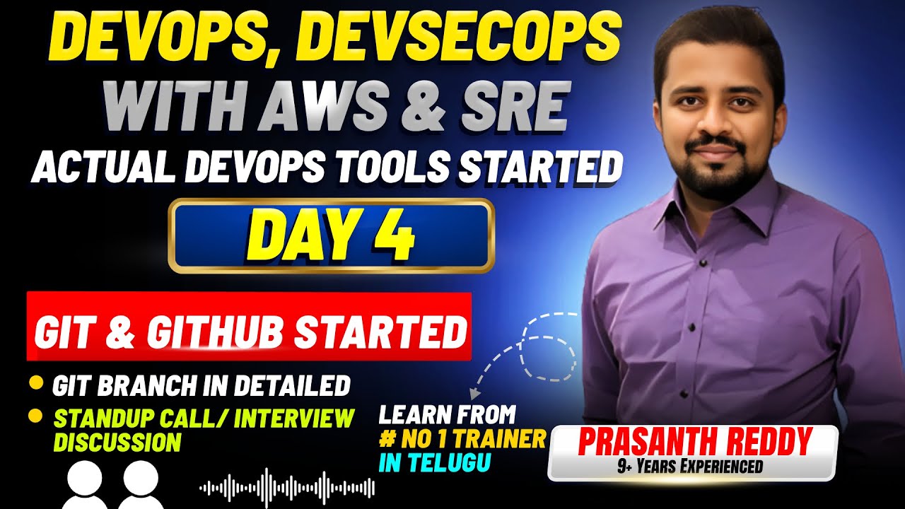 Git & GitHub Started Day 4 | DevOps, DevSecOps AWS & SRE Course in Telugu | Git Branching