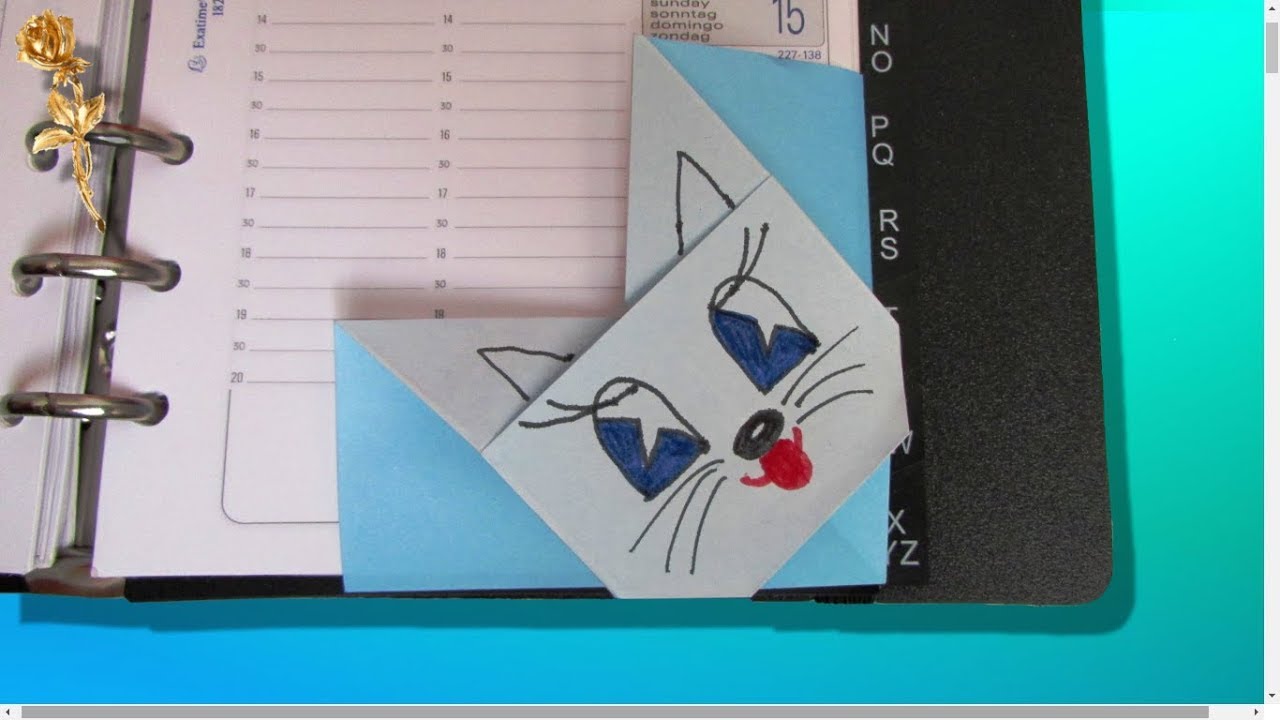 Origami facile : 📑 Marque-page 🐱 « Chat »