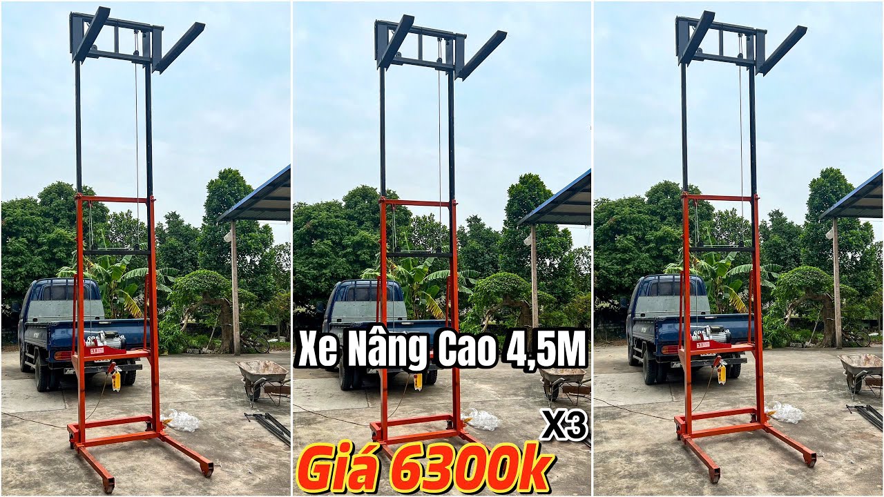 Siêu phẩm xe nâng tự chế cao 4,5 m nâng tấm bê tông nhẹ || Xe nâng Cao 4m tải nặng 400kg